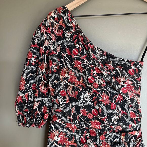 Isabel Marant Etoile Esther Dress Size XS One Shoulder‎ Printed Mini Ruffle Hem - Picture 13 of 16
